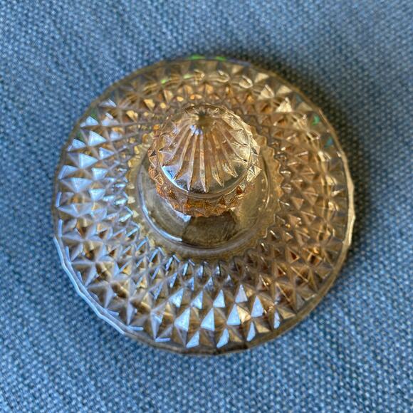 1960's Vintage Indiana Glass DIAMOND POINT AMBER Biscuit jar lid REPLACEMENT - Picture 3 of 4